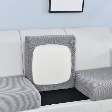 1 Pcs Housse De Coussin De Canap (gris Clair,1 Place), Housse De Coussin, Housse Coussin D'assise Extensible Tartan Antidrapant, Housse De Protec (1/5)