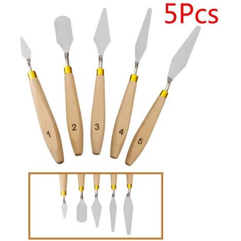 Couteau à palette - Artiste - Mixage Grattoir - Acier inoxydable - Poignée en bois - Professionnel (1/3)