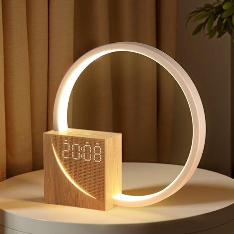 Lámpara de mesilla de noche de 10 W con función de carga USB, despertador, control táctil, lámpara de mesa regulable, ayuda para dormir para bebés y adultos. (1/5)