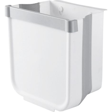 Northix Bidone della spazzatura appeso bianco grigio pieghevole 26x25x15 cm