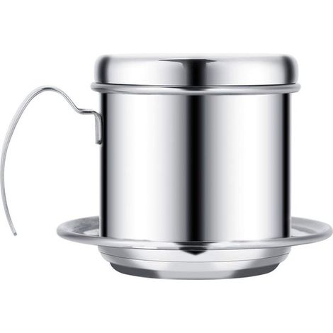 Café vietnamienne - Réutilisable - Filtre à Coffee en acier inoxydable - Cafetière lente - Verseuse goutte à goutte - Idéale pour les voyages et le camping - 10,1 × 7,5 × 8,1 cm - Argent (1/5)