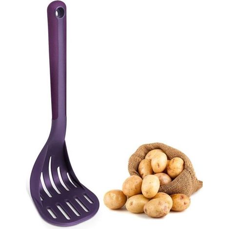 Presse-purée, ustensile presse-purée avec PE de qualité alimentaire et poignée en caoutchouc souple, peut être utilisé comme cuillère distributrice, 24CM (1/4)