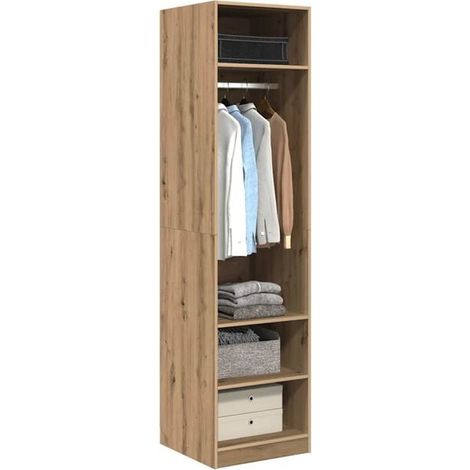 Armoire en Chêne Massif 50x50x200 cm - Placard de Rangement en Bois d'Ingénierie avec Portes, Meuble de Dressage Élégant pour Chambre et Entrée (1/5)