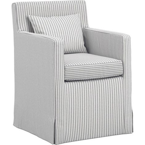Hettie Indoor Thin Stripe Dining Chair - Cotton Blend - L63 x W58 x H87 cm - Grey - Fully Assembled