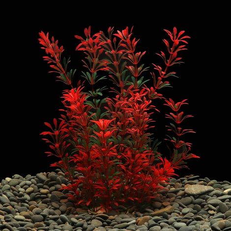 Large Aquarium Plants Artificial Plastic Fish Tank Plants Decoration Ornament Safe for All Fish 30cm x 10cm - Red (1/2)