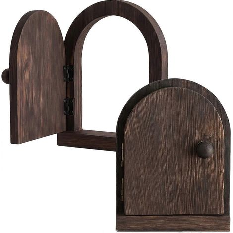Lot de 2 cache-prises en bois style porte de fée noir fabrication artisanale pour dissimuler interrupteurs et taches (1/5)