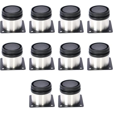 Verstellbare Schrankfüße, Möbelfüße aus Metall, verstellbare Küchenfüße aus Edelstahl, rund, schwarz und silber, 10 Stück (50 x 50 mm) (Farbe: Schwarz, Si-50X50mm-Schwarz) (1/4)