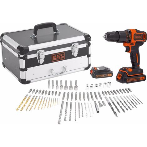 BLACK+DECKER Perceuse a Percussion Sans Fil 18 V BDC718AS2F-QW avec 80 Accessoires, 2 Batteries, 1 Malette Métal (1/5)