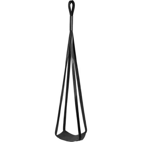 Panier Suspendu en Cuir Élégant pour Plantes, Fruits et Cosmétiques Noir (1/5)