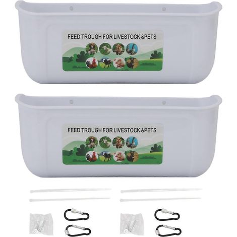 2PCS Trémie Suspendue pour Volaille en Plastique, Abreuvoir/Mangeoire pour Poulets, Oies, Moutons, Cerfs et Chiens (1/5)