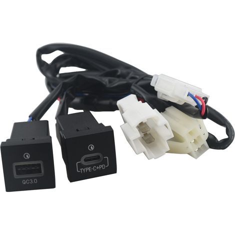 Chargeur rapide double port pour voiture - Geschikt voor 06-12 Golf modifié avec QC3.0 + Type-C PD charge rapide, prise de charge d'origine sur la console centrale et faisceau de câblage complet. (1/5)