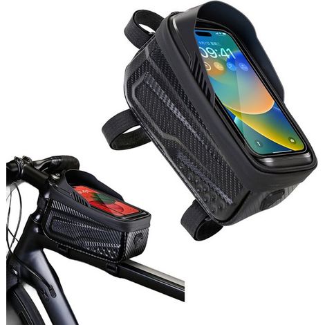 Borsa da bicicletta impermeabile con supporto per touchscreen, borse da bicicletta, supporto per cellulare da bicicletta, borsa da telaio impermeabile, borsa da telaio portaoggetti (1/5)