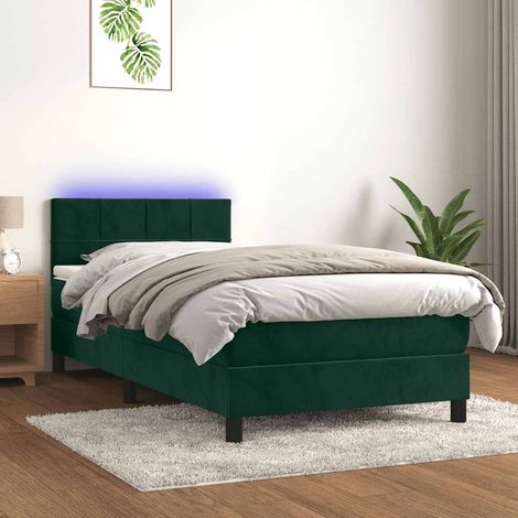 Boxspringbett mit Matratze & LED Dunkelgrün 90x190 cm Samt (1/5)