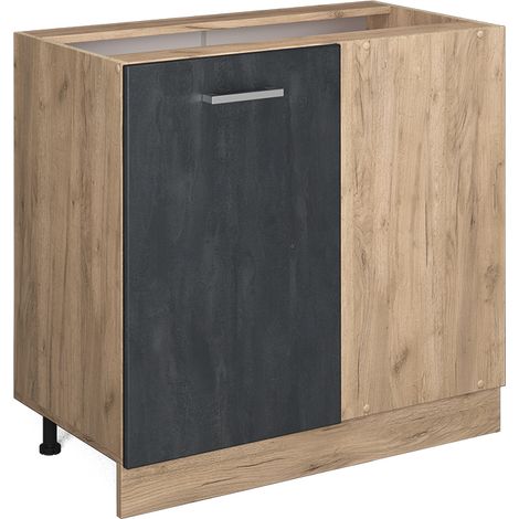 Armario de esquina R-Line, Hormigón negro, 86 cm sin encimera, Vicco (1/5)
