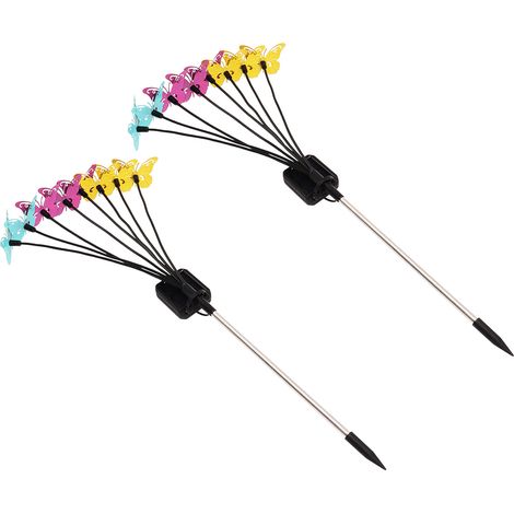 Lot de 2 lampes solaires papillon pour jardin, avec 8 papillons et une lumière chaude. (1/5)