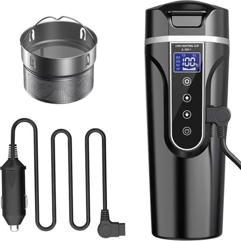 Bouilloire de Voiture, 12 V /24V Bouilloire Électrique de Voiture Tasse d'eau Chauffée pour Voiture/Camion/ Voyage, Bouilloire électrique de Voiture Portable avec écran LCD en Acier Inoxydable 304 (1/5)