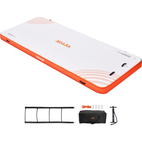 Quai flottant gonflable, 4,57 x 1,82 m, plate-forme de quai gonflable, tapis de quai flottant antidérapant avec sac de transport portable échelle amovible radeau d'île pour piscine, plage, océan (1/5)