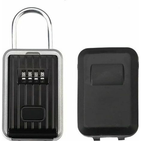 Wall-mounted key safe, waterproof combination lock, secure key storage, aluminum alloy, portable security lock with sliding lid for garage, home, office, school, studio (1/5)