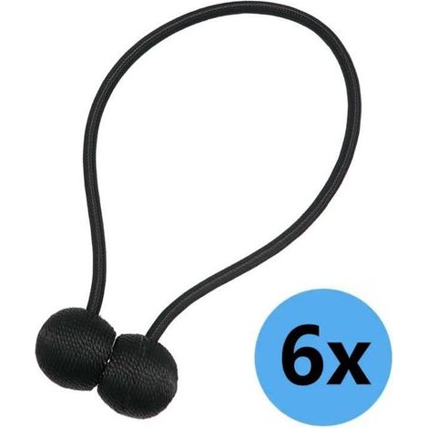 Fermacravatte per tende,6 fermacravatte magnetici per tende,Adatti per la decorazione di casa e ufficio,483 cm,Nero (1/5)