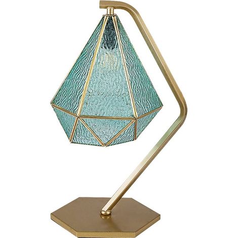 Lampada da tavolo NORAH E14 1x max.40W metallo oro, vetro blu A:44cm L:26cm Ø21cm con interruttore a cavo (1/4)