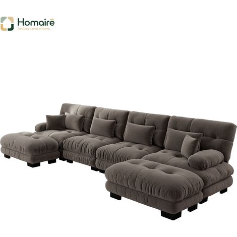 Canapé modulable en chenille marron avec accoudoirs 406 x 145 x 81 cm HOMAIRE (1/5)