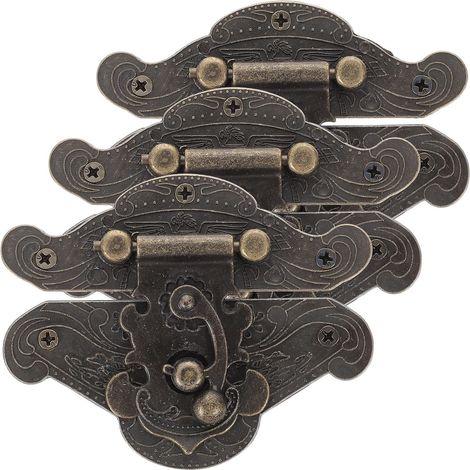 Lot de 3 Loquets à Moraillon Ancien en Alliage de Zinc, Finition Bronze Vert 741, Loquets de Tiroir Rétro pour Boîtes à Bijoux, Coffrets en Bois et Armoires, Fermoirs Décoratifs (1/5)