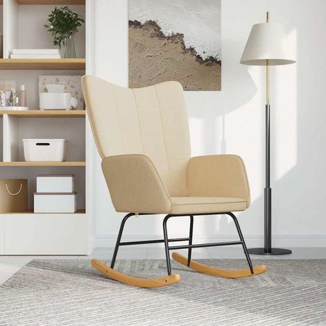 vidaXL Silla mecedora de tela color crema (1/5)