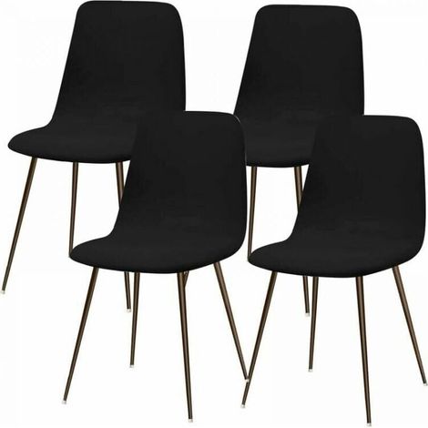 Black Scandinavian Stretch Chair Cover, Set of 4 Modern Dining Chair Covers, Universal Washable Kitchen Chair Cover, Home and Kitchen Decor (1/4)