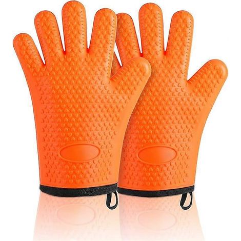 Gants de barbecue, maniques en silicone pour le four - Gants de grillade haut de gamme, résistants à la chaleur, pour manipuler les aliments chauds directement sur le gril, la friteuse et le barbecue, (1/5)
