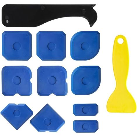 12 Pièces Lisseur Joint Silicone, Grattoir à Déjointer Carrelage, Outil de Lissage et Enlèvement de Joint Silicone pour Cuisine, Salle de Bain et Résine Acrylique