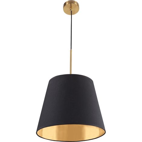 Lampada a sospensione ELENA nero/oro tessuto cono E27 Ø30 (1/4)