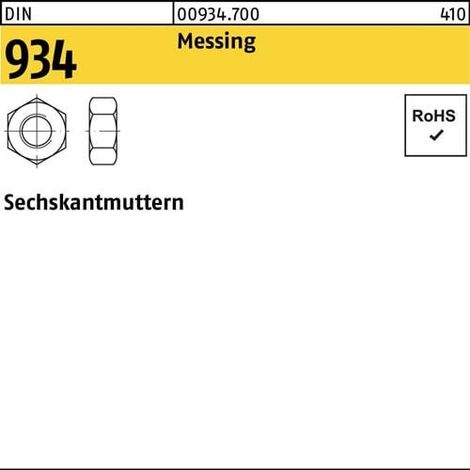 Écrou hexagonal DIN 934 M1 Laiton 100 pièces