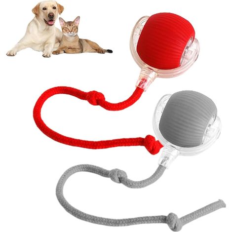 Balle Roulante Interactive pour Chiens 2026 - Détection et Mouvement Automatique 360°, Jouet Stimulant Intelligent pour Chiens de Petite et Moyenne Taille (Rouge + Gris) (1/5)