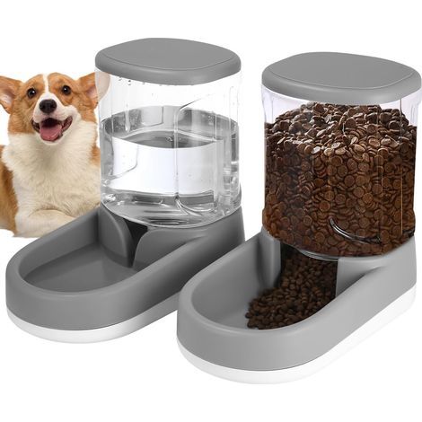 2-Pack Pet Food Dispenser, Water Dispenser, 3.8L, BPA-Free Plastic, for Cats and Dogs (1/5)