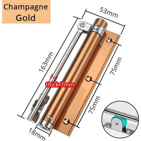 Ferme-porte réglable (Or champagne), alliage d'aluminium, ressort automatique, quincaillerie de porte (1/4)