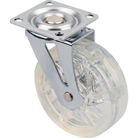 Rueda para mueble TOP O 75mm transparente sin freno SANS MARQUE