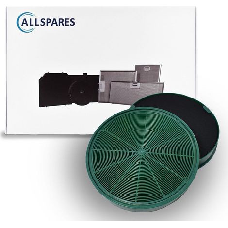 Filtro de carbón de larga duración AllSpares (2 uds.) para campanas extractoras compatibles con AEG-Electrolux MCFE31 / 9029801306 y Faber 112.0185.278 (Ø200 mm) (1/5)