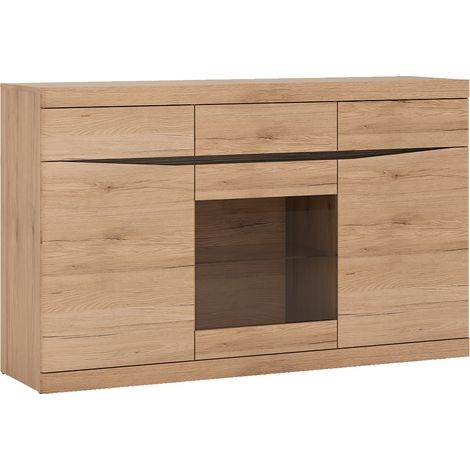 Sideboard mit Glastür SANFORD-129 in Eiche hell Nb., B/H/T: ca. 150/92,5/40 cm (1/5)