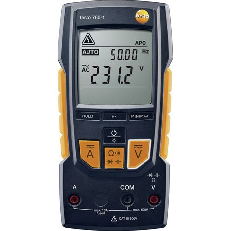 Multimètre numérique testo 760-1 CAT III 600 V – Affichage 4000 points – Identification automatique des grandeurs – Test de diode et continuité