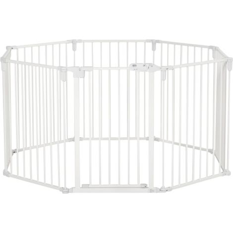Recinto per cuccioli, recinzione per esterni, cancelletto di sicurezza con porta, flessibile e pieghevole, struttura a 8 pezzi, 60x76 cm, bianco, spedizione in loco. (1/5)