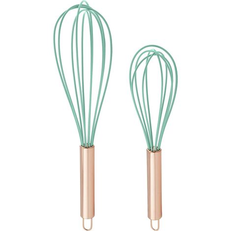 Frusta in silicone per la cucina, frusta per uova in acciaio inox (set da due), resistente al calore
