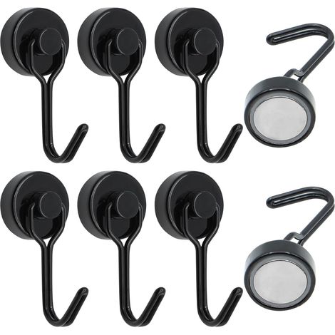 Filiyano-Lot de 6 crochets magnétiques pour réfrigérateur, aimant néodyme puissant de 20 mm et 15 kg, crochet pivotant magnétique robuste pour clés de (1/5)