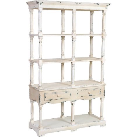 Estantería de madera blanca envejecida 129.5x49.5x207h cm