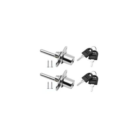 pièces, tiroir de serrure de porte avec clé pour serrure à piston de meuble, diamètre 16mm, longueur 61mm (argent) - Crezuo (1/4)