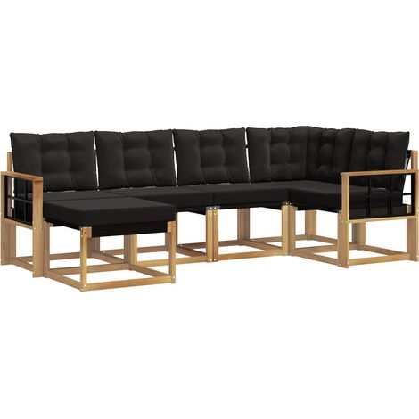 Conjunto de sofás de exterior 6 uds. Blanco y Negro vidaXL