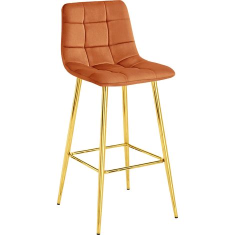 Sgabello Arceto in velluto color rame e gambe dorate (1/5)