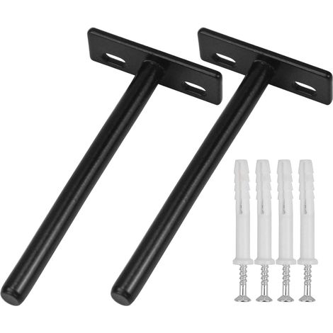 Supports d'étagère flottante 124 mm, support d'étagère invisible, supports d'étagère flottante en bois (noir) (1/5)