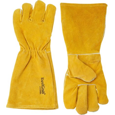 RuviGrab - Guanti da saldatore professionali Guanti ignifughi Abbigliamento saldatore Protezione per saldatura Guanti per alte temperature (1/2)