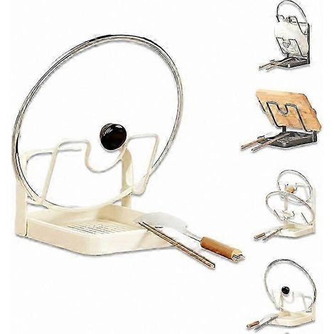 Porte-couvercles de cuisine en acier inoxydable 304 - Organisateur de comptoir avec porte-cuillères, rangement sécurisé des couvercles pour une cuisine plus pratique (1/5)