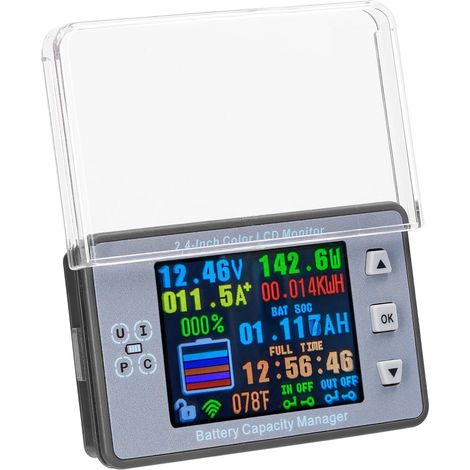 Testeur de capacité batterie sans fil 2.4 pouces écran LCD couleur voltmètre ampèremètre wattmètre thermomètre (1/4)